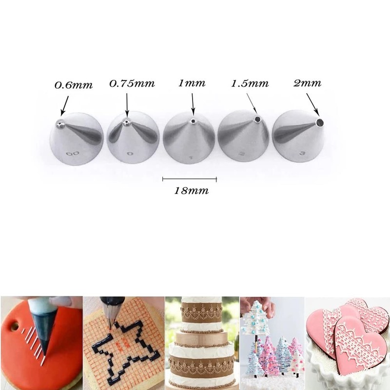 Small Round Piping Tips Set,Icing Piping Nozzles Frosting Tips for Pastry,Wri gallery