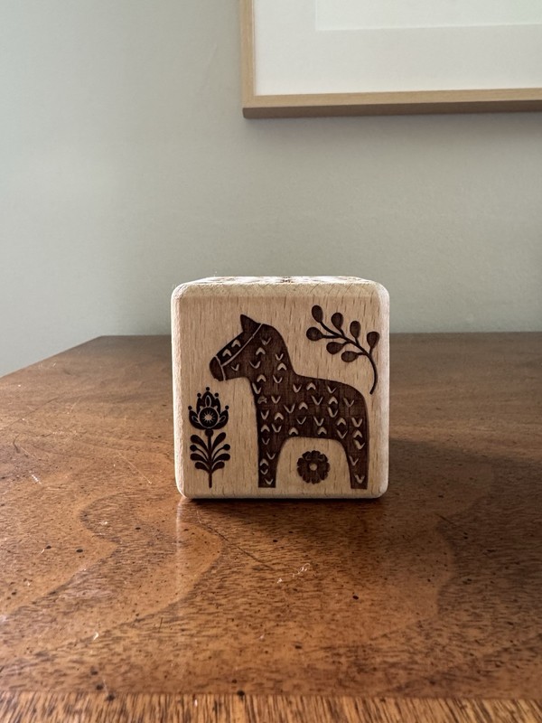 NEW Pasrtymade Scandinavian Wooden Engraved 6 Designs Cookie Cube Cutter, 2.4”