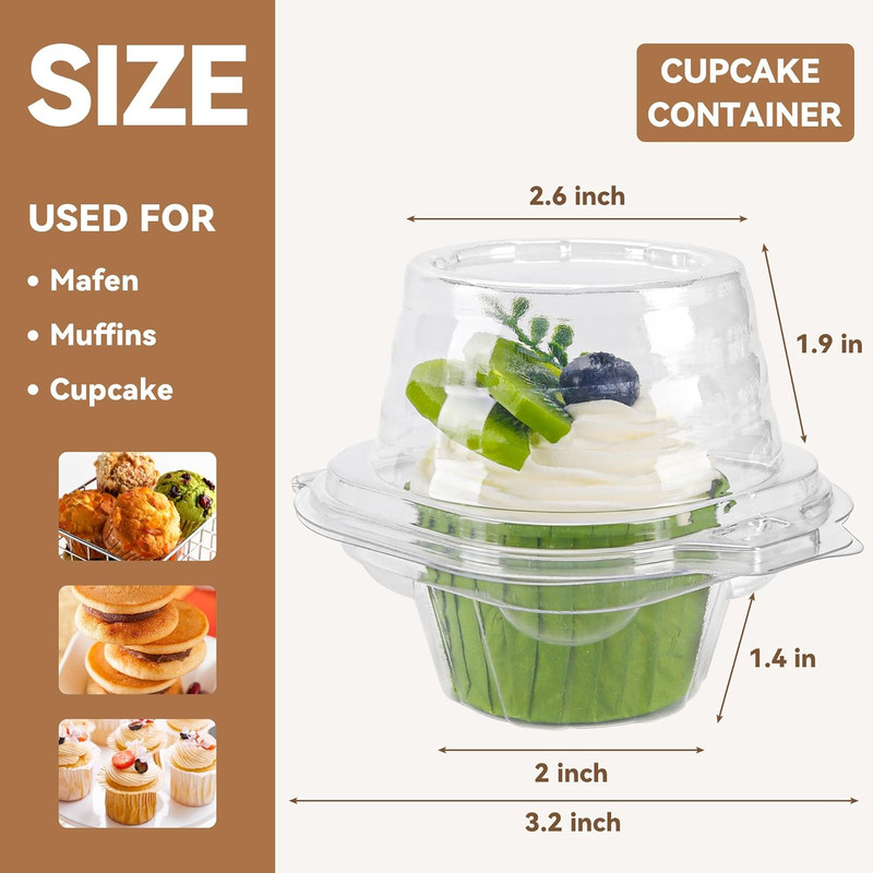 NPLUX 60 Pack Individual Cupcake Containers Plastic Cupcake Boxes Cupcake Holder gallery