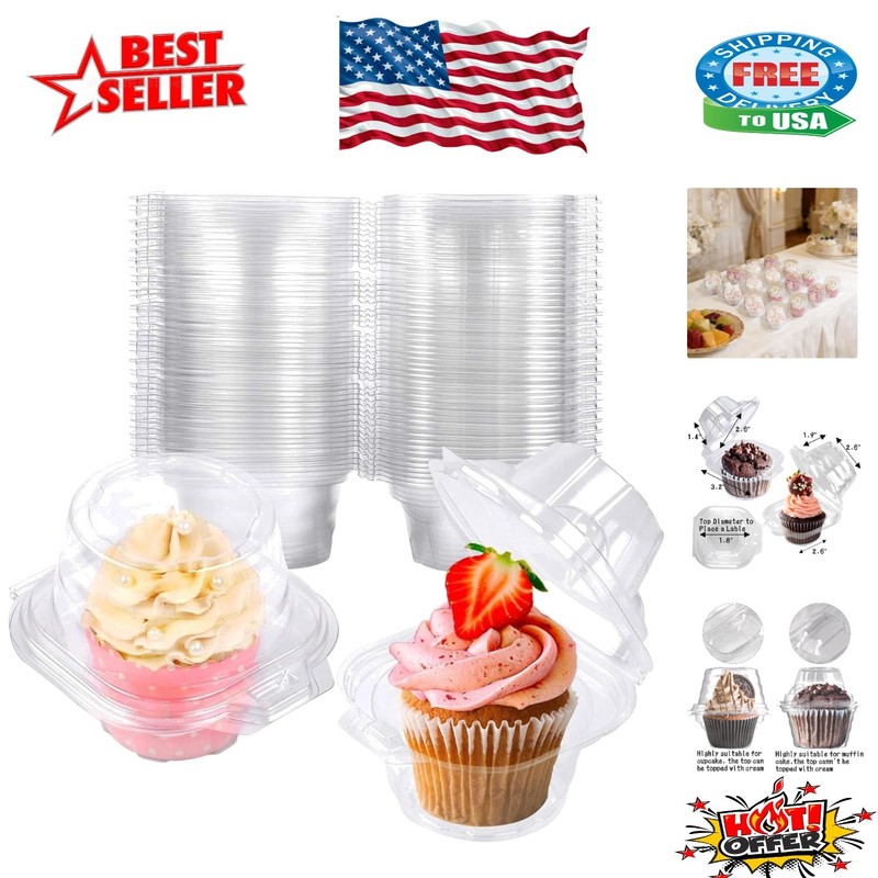 BPA-Free Stackable Cupcake Carriers - 100 Pack for Safe & Stylish Transport