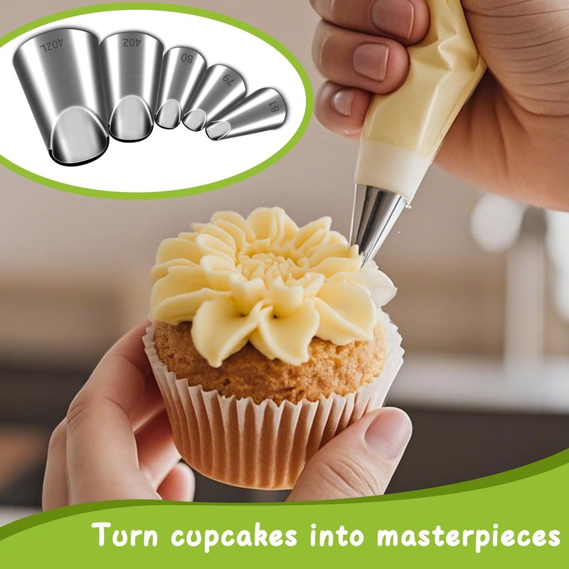 Rose Flower Piping Tips Set 402L 402 79 80 81 Stainless Steel Decorating 5 PCS gallery