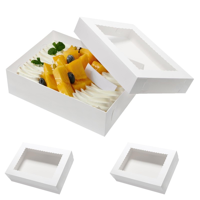 19x14x4 Inches Cake Boxes 6pcs Rectangle Half 1/2 Bakery Boxes with Window – …