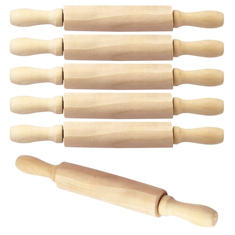 6 Pack 8 Inch Mini Wood Rolling Pin,Great for Children Girls and Boys,Small W…