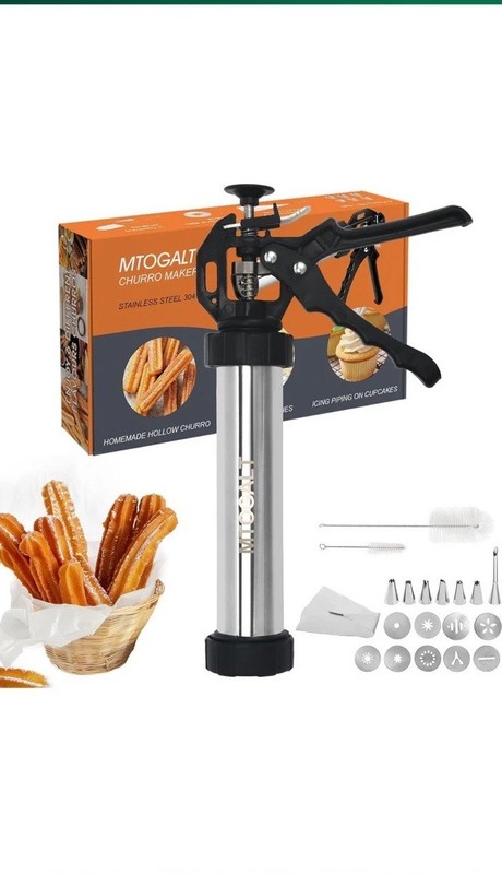 Churro Maker Machine 21-Piece Stainless Steel Churros Gun Cookie Press Kit New gallery