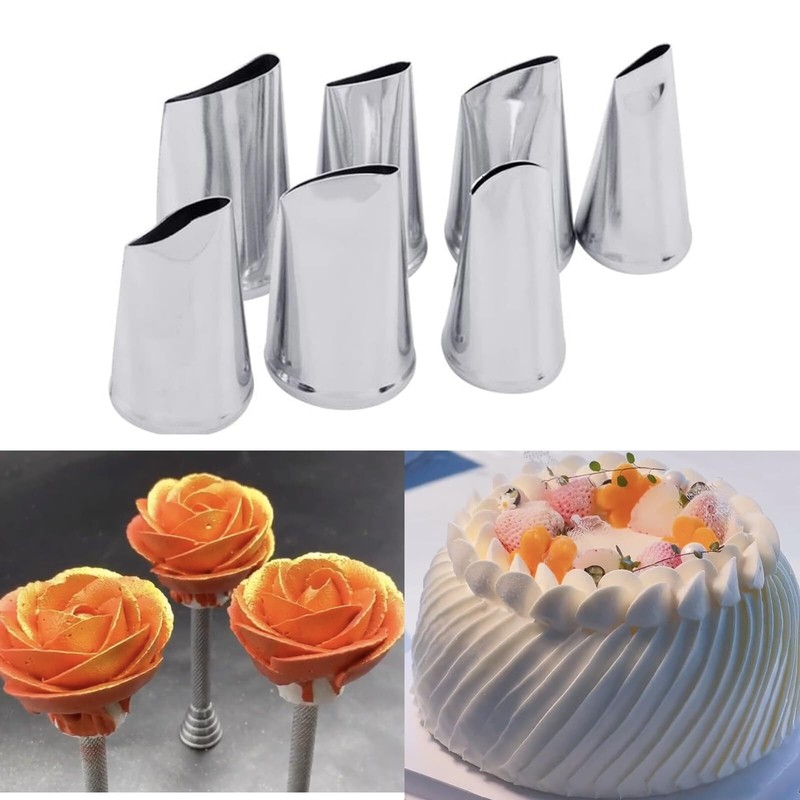 Fondant Rose Piping Tips Set Stainless Steel Cake Decorating Pastry Tools Cak…