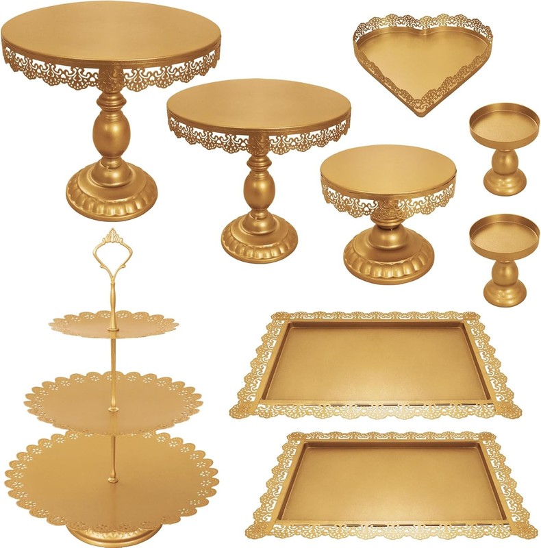 Set of 9 Cake Stands Metal Cupcake Stand Set Multiple Styles Candy Fruit Display