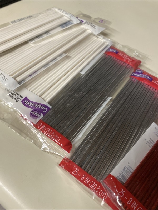 175 mixed Lollipop,cake pop sticks White Metallic Red & Silver gallery