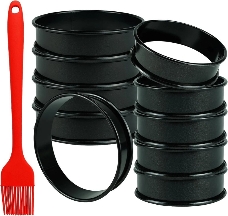 10 Pack Cookie Rings for Baking NONSTICK Upgrade Double Rolled Tart Rings, Cooki