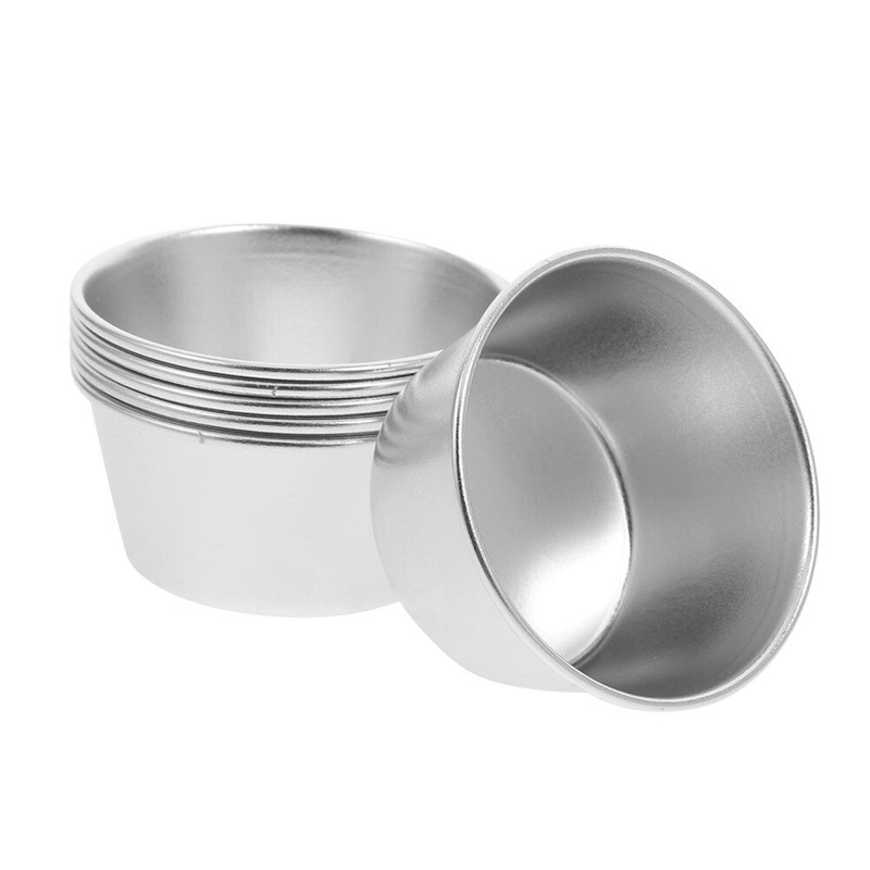 6PCS Round Non-stick Pudding Cups Heat Resistant Pudding Baking Cups (Silver) gallery