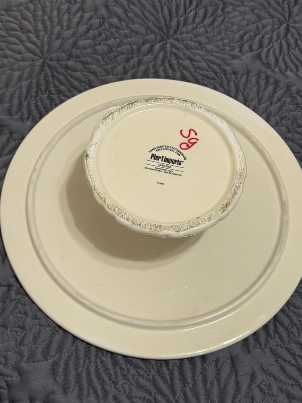 Pier 1 Imports Chelsea Floral Cake Pedestal Plate 12 inch Serverware RARE gallery