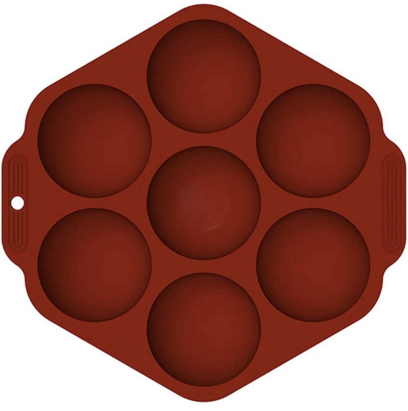 2-Pack Silicone Semi Sphere Chocolate Bomb Mold | 7-Cavity | Food Grade | Red