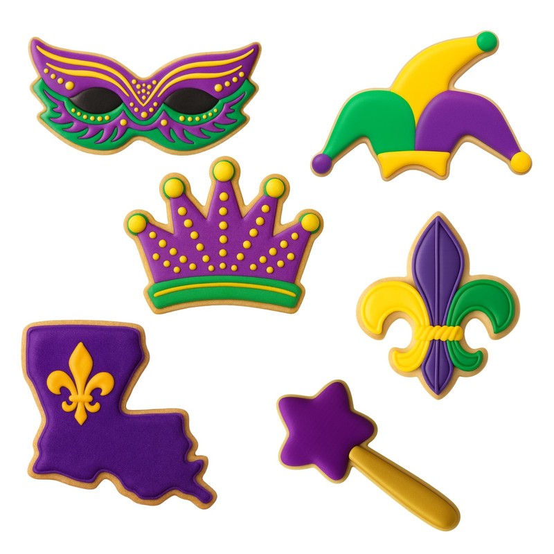 Mardi Gras Cookie Cutter 6 Pc Set – Jester Hat, Wand, Crown, Mardi Gras , Fle... gallery