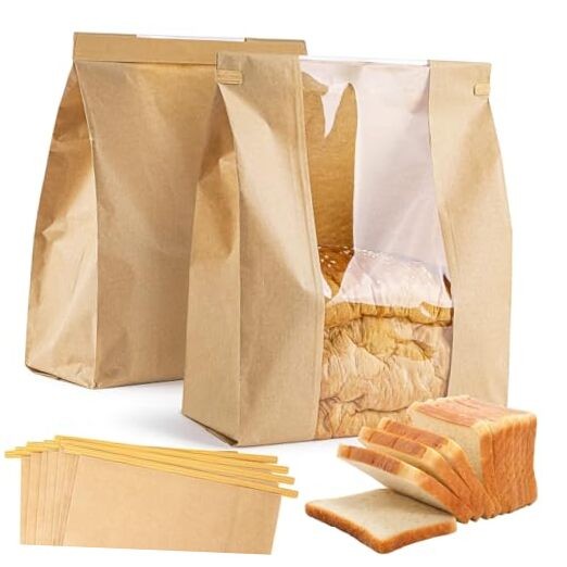 Bread Bags with Reusable Ties – Homemade Sourdough Bread Storage Bags Brown 50