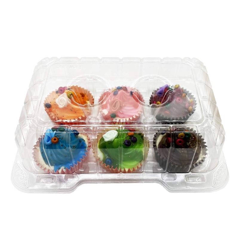 Clear Cupcake Containers,12pc Plastic Disposable High Dome Cupcake Boxes 6 Co…