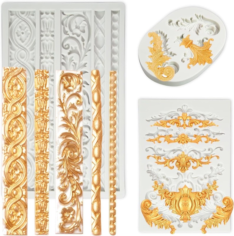 3-Pack Baroque Silicone Molds - Create Stunning Cakes & Desserts Effortlessly gallery