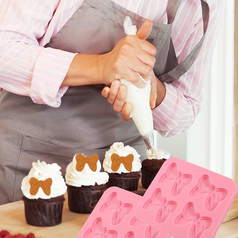 2 Pcs Cute Bow Silicone Molds, Exquisite Bow Cake Decoration Fondant Mold, Kitch gallery