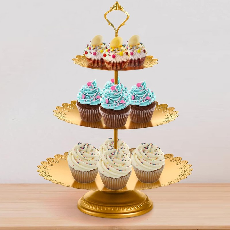 10 Pieces Gold Cake Stand Set, Metal Round Cupcake Holder Dessert Display Pla... gallery