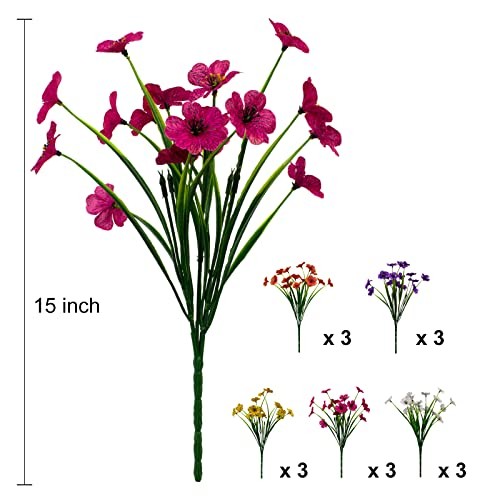 15 Bundles Artificial Flowers Outdoor UV Resistant Fake Silk Plants Mixed Color gallery