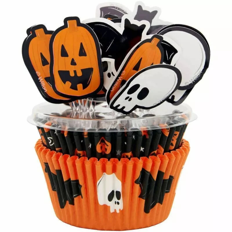 Halloween Skull Bat and Pumpkin Cupcake Kit 72-Piece by Wilton gallery