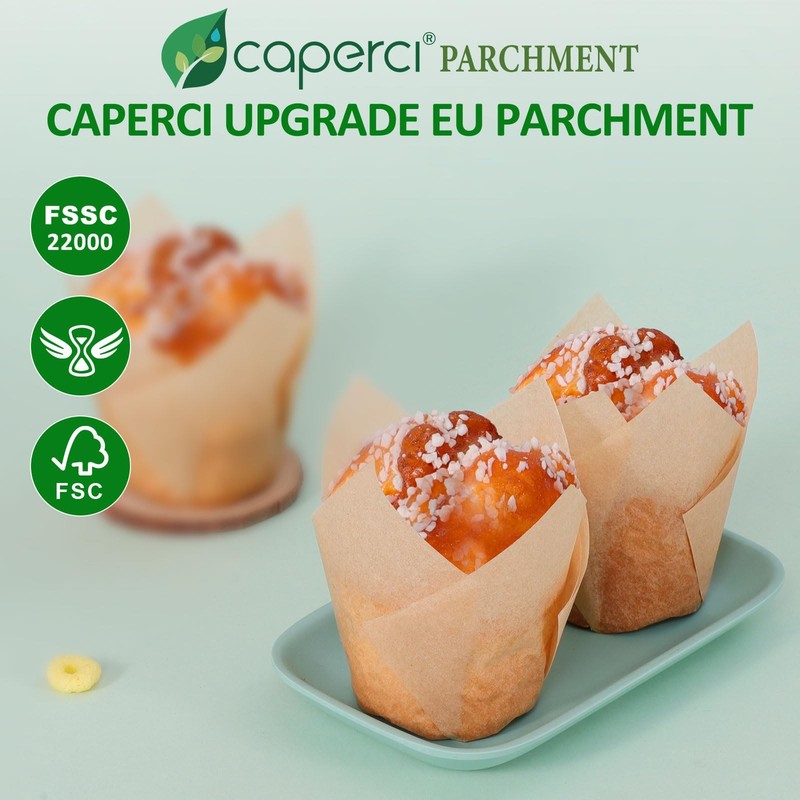 Natural Tulip Cupcake Liners Unbleached Parchment Paper Muffin Cup 150 PCS gallery