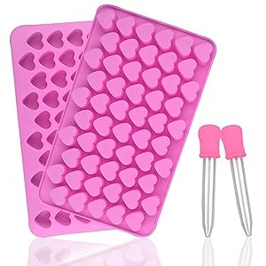 2 Pack Silicone Mini Hearts Molds with 2 Droppers Ice Cube Heart Mold Mini gallery