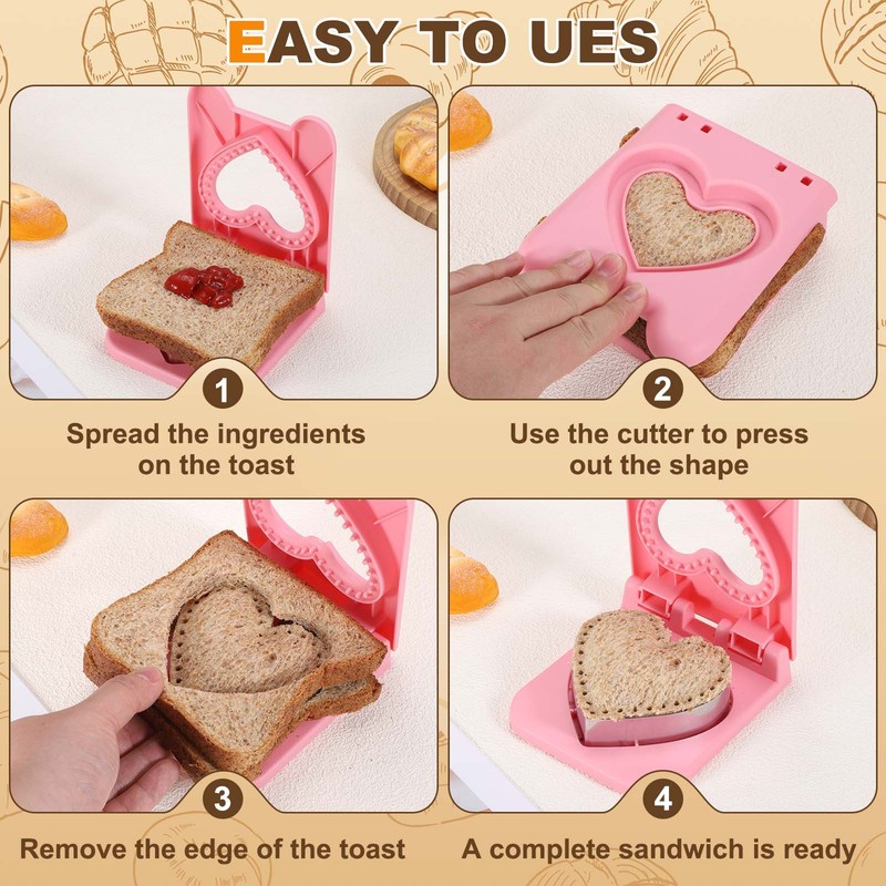 2 Pack Crustless Sandwich Cutter, Round/Square Apple(Red) gallery