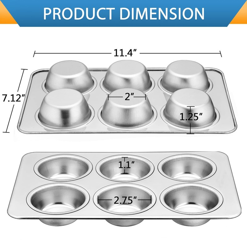 E-far Muffin Pan Set of 2, Stainless Steel Tin Silver gallery