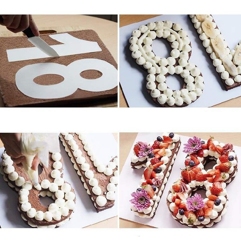 RAYNAG Cake Stencils (0-8 Number) Flat Plastic Mold Numerical Templates Cutti... gallery