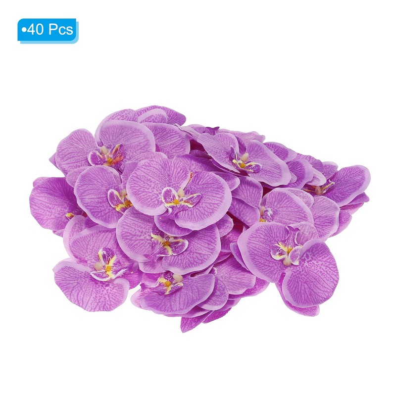 3.9" Artificial Orchid Flower Heads, 40pcs for Floral Decoration, Clear Purple gallery