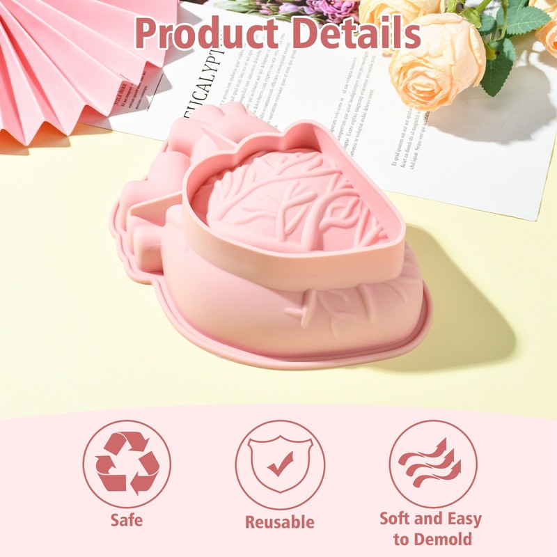 1x Silicone Heart Shaped Mold Pink for Baking Cake Candy Chocolate Mold Decor gallery