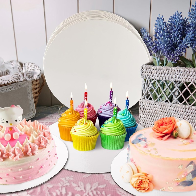 12 Pcs White Cake Boards - 8 inch Round, Food-Graded Cardboard Cake Rounds - ... gallery
