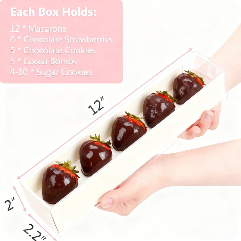 20Pack 12x2.25x2 Inches Chocolate Covered Strawberries Boxes for 6, Macaron b... gallery
