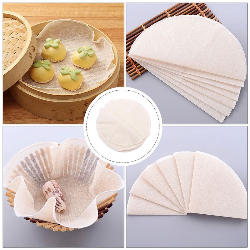 30Pcs Beige Multi Function Cotton Steamer Mats Reusable Foldable Steaming Liners gallery