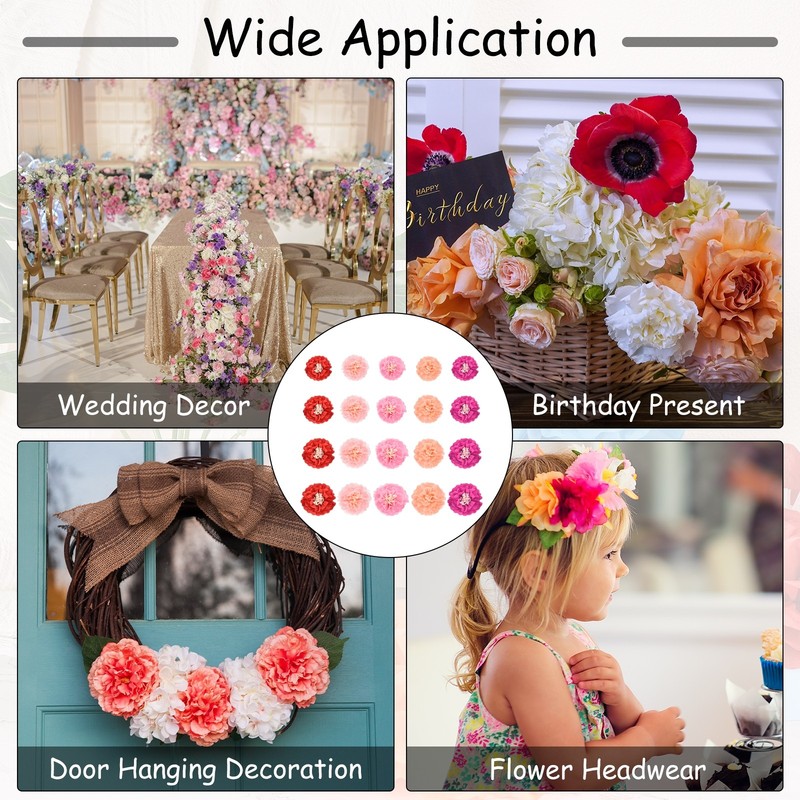 20 Pcs Red Scheme Paper Flowers, Tissue Paper Pom Poms Mexican Paper Flower gallery