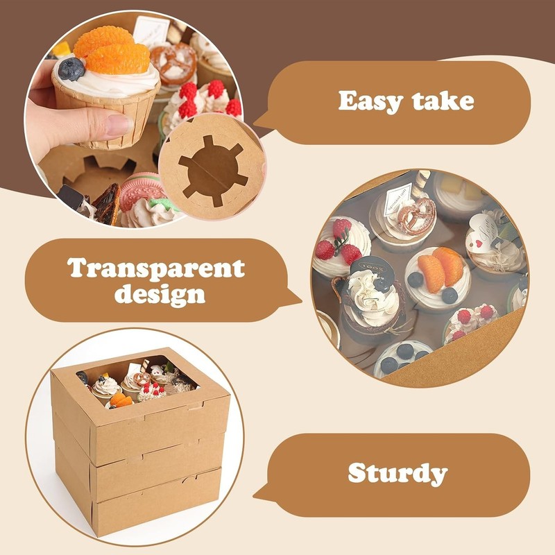 3-Cupcake Box Set: 12 Count Bakery Containers with Display Windows gallery