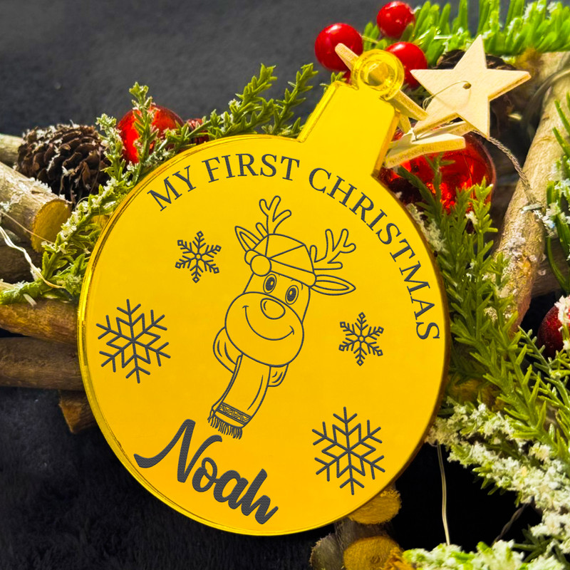 PERSONALISED First Christmas Bauble Ornament Acrylic 3mm Tree Decoration gallery