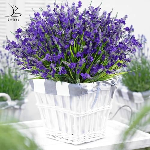 20 Bundles Artificial Lavender Flowers for Outdoors Fake Silk Deep Purple gallery