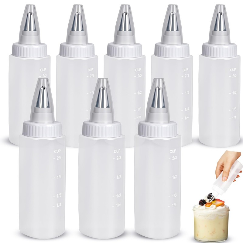 9 PCS 6oz Plastic Squeeze Applicator Writer Bottles Cookie Icing Cake Art