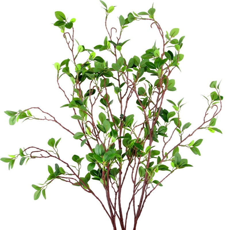 Austor 3 Packs 45 Artificial Ficus Stems Faux Green Branches Leaf Stem Fake
