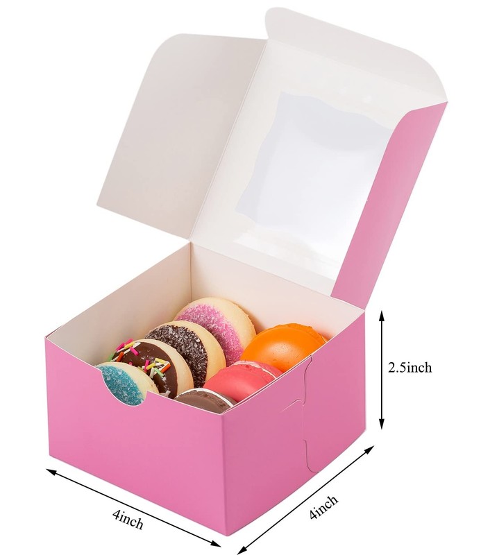 100Pcs Paper Cookie Boxes With Window Small Bakery Boxes 4x4x2.5 Inches Mini ... gallery