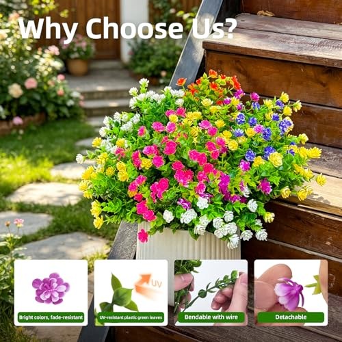 Bundles Artificial Flowers for 12 Mix1(purple+red+pink+white+yellow+fuchsia) gallery
