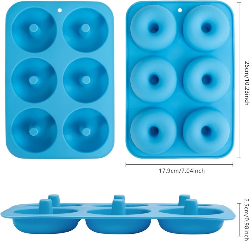 Blue Silicone Donut Molds Set of 2, Food Grade, Non-Stick, Oven & Dishwasher ... gallery