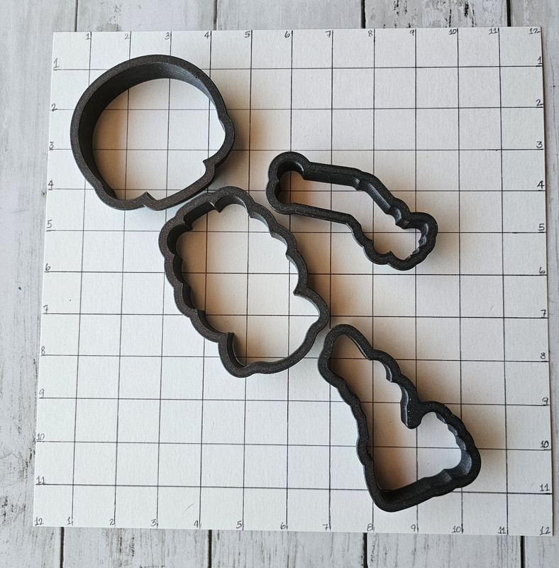 Skeleton Halloween Cookie Cutters Set of 4 Black Plastic Easy Clean Standard