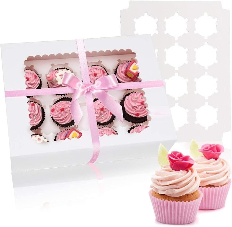 Rarapop 6 Pack Cupcake Boxes Hold 12 Cupcakes with Window