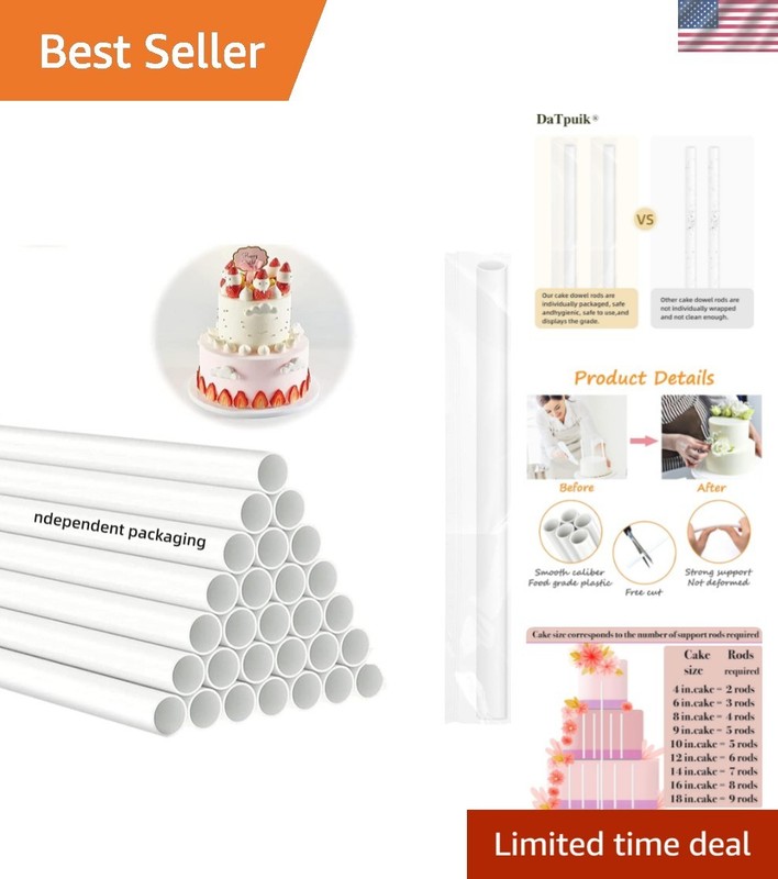 15PCS 9.5 Inch White Plastic Cake Dowel Rods for Tiered Cake Pillars Construc…