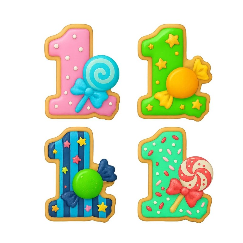 Number 1 with Candy Design Cookie Cutter & Stamp 4x3.2" for Baking & Fondant gallery