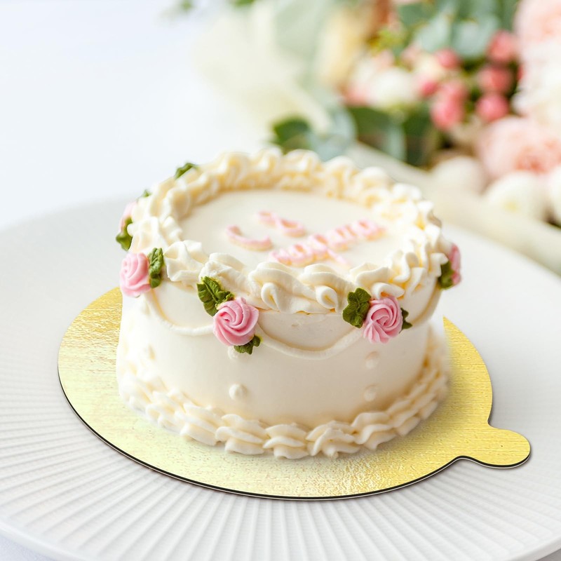 100 Pcs Cake Boards 5 Inch Mini Round Cake Cardboard with Tab Pastry Reversib... gallery