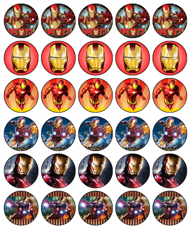 Avengers Ironman Edible Cupcake Toppers Wafer Birthday Cake Decoration (2 Sizes)