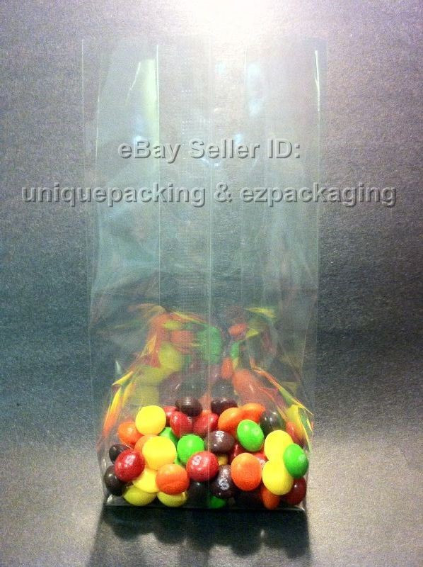 1500 Pcs 3x2x8 Clear Side Gusseted Poly Cello Bags Good for Candy Cookie Bakery