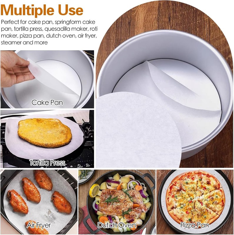 8 Inch Parchment Paper Rounds 100 Sheets, Non Sti Pre-cut Baking gallery